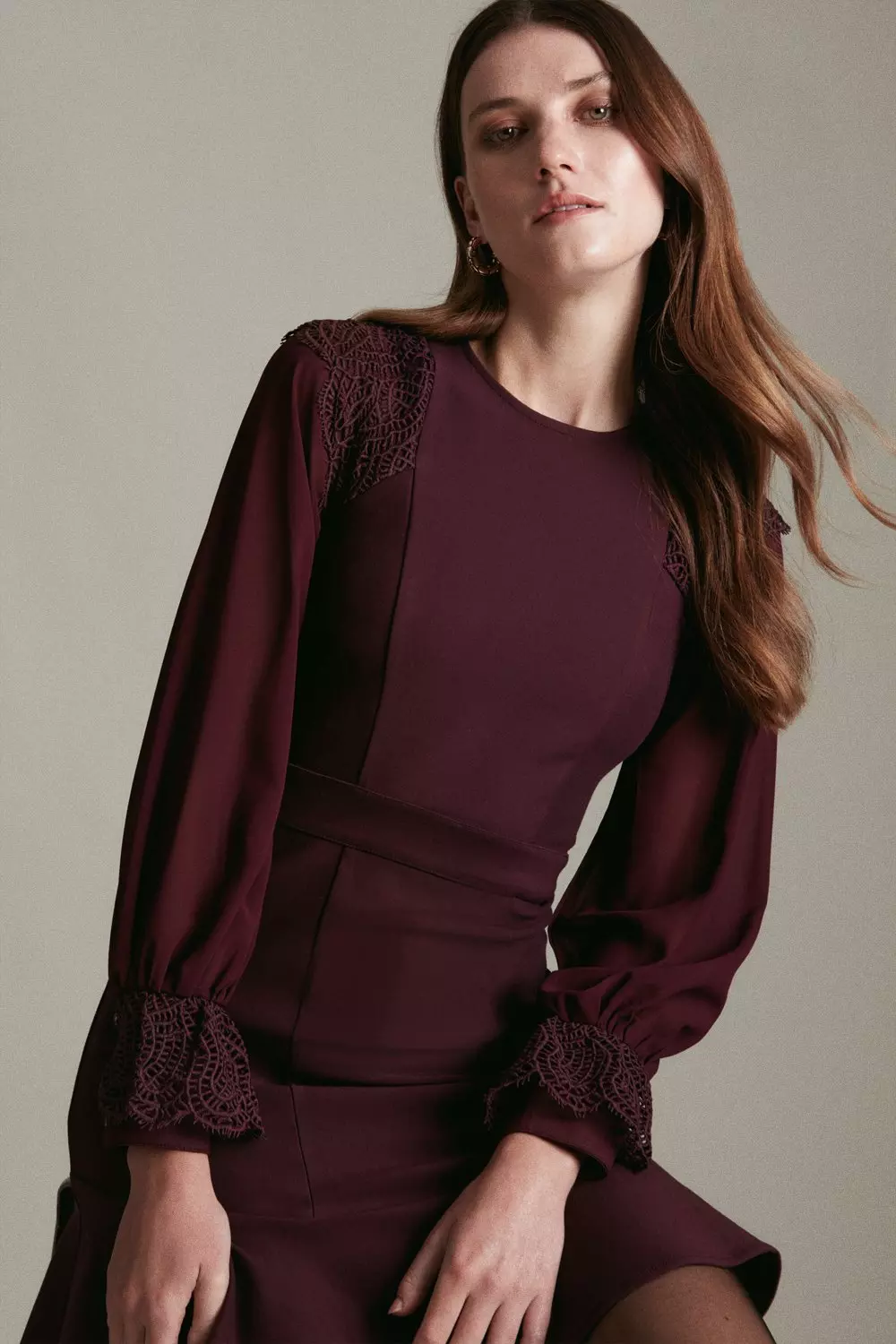 Burgundy peplum outlet hem skirt