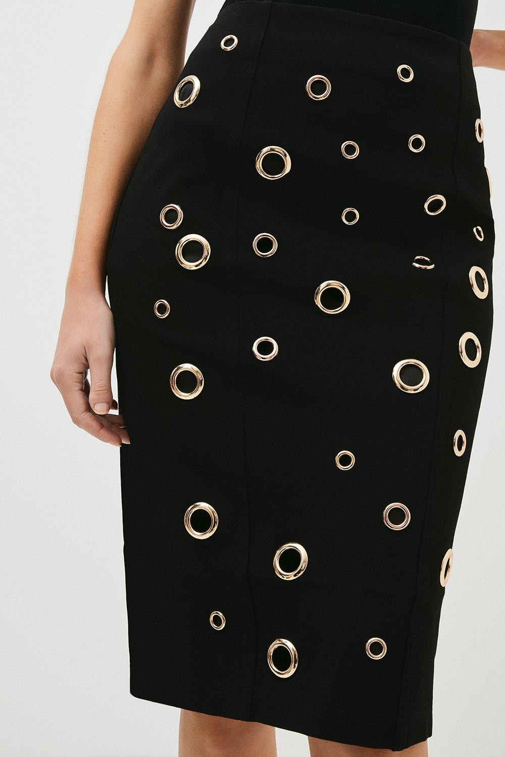 eyelet pencil skirt