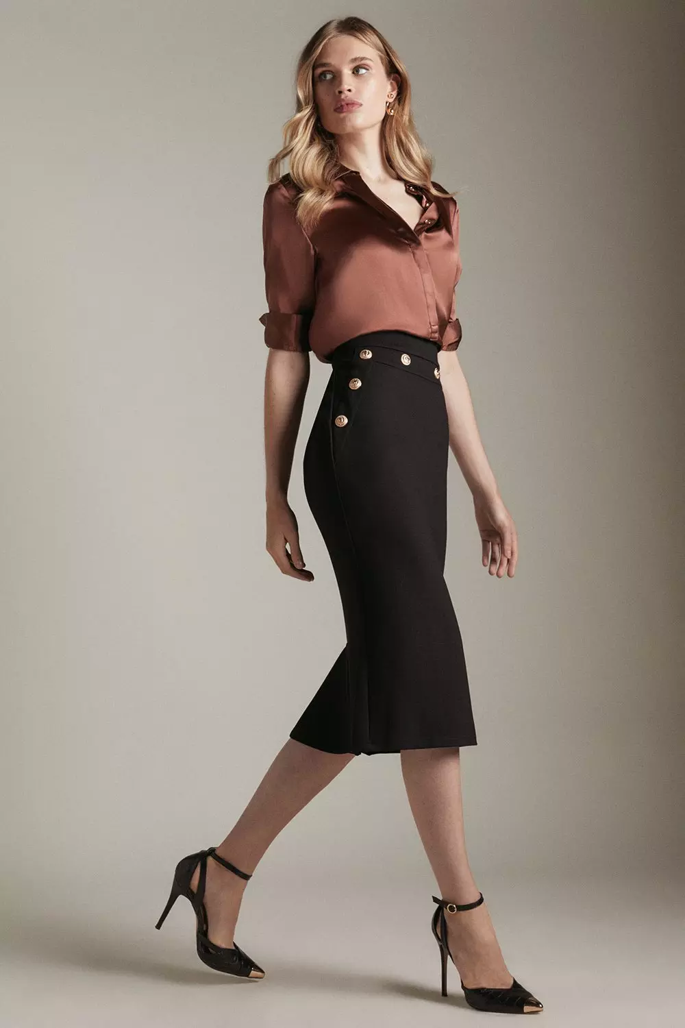 Ponte Rivet Detail Jersey Pencil Skirt Karen Millen