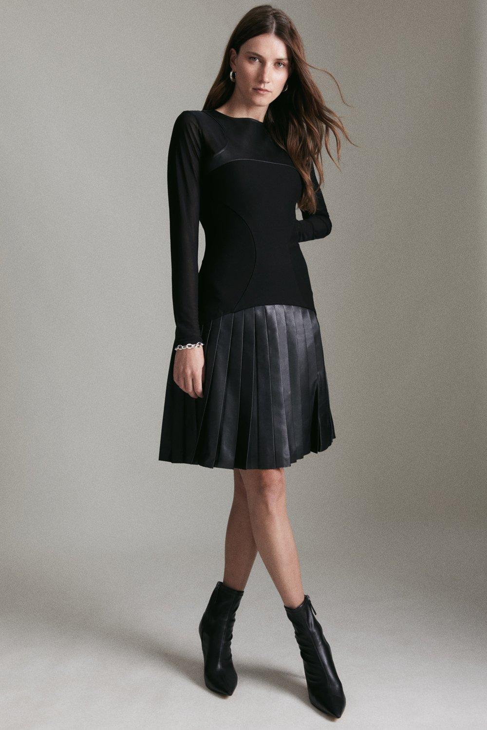 Pleated jersey mini clearance skirt