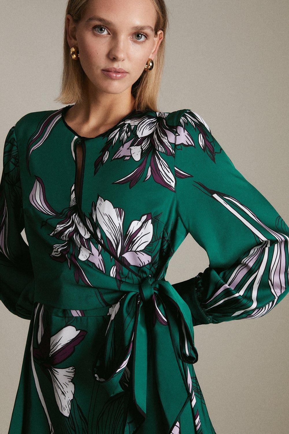 karen millen green satin dress