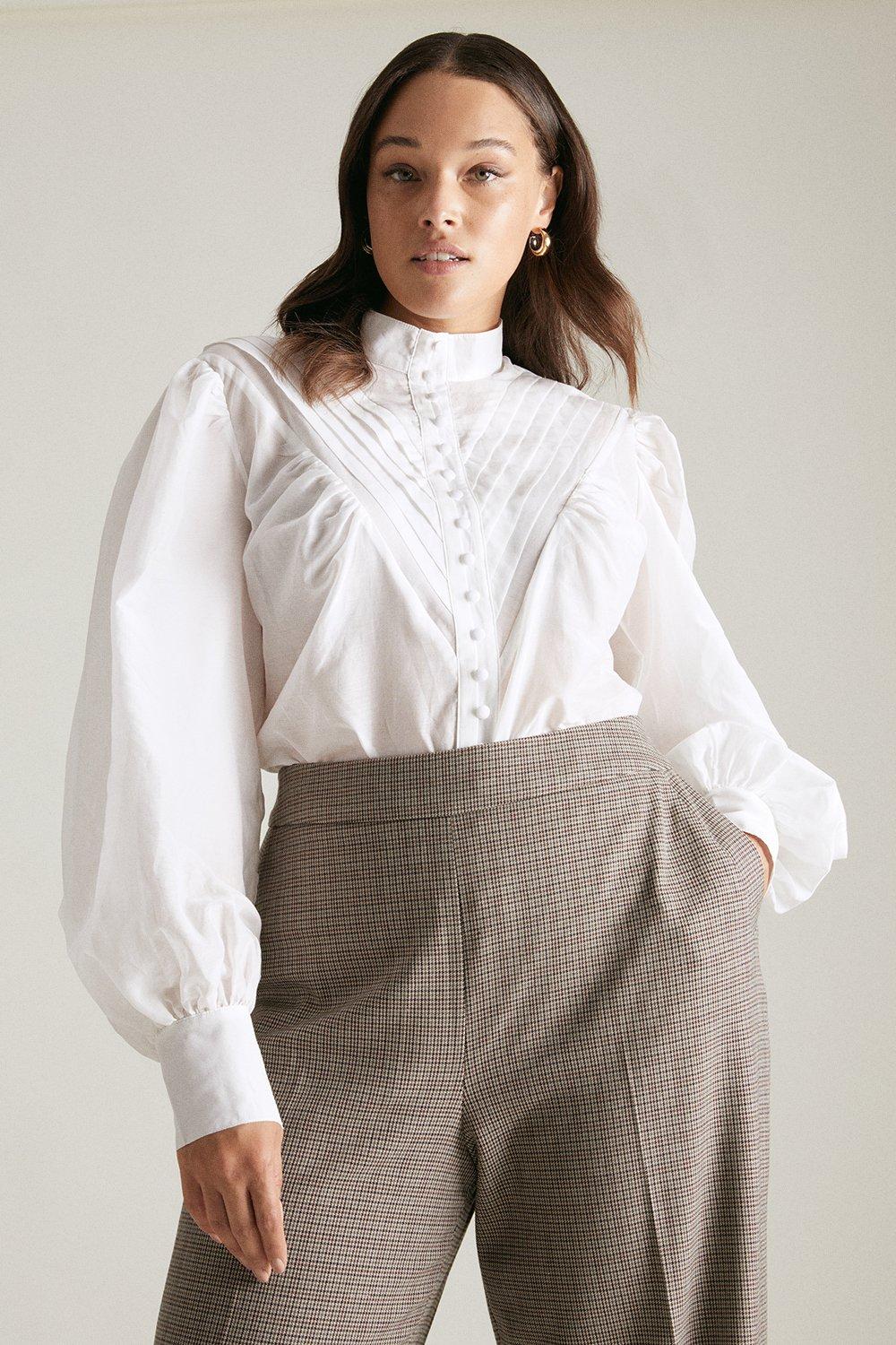 Lydia Millen Plus Size Silk Cotton Woven Blouse | Karen Millen
