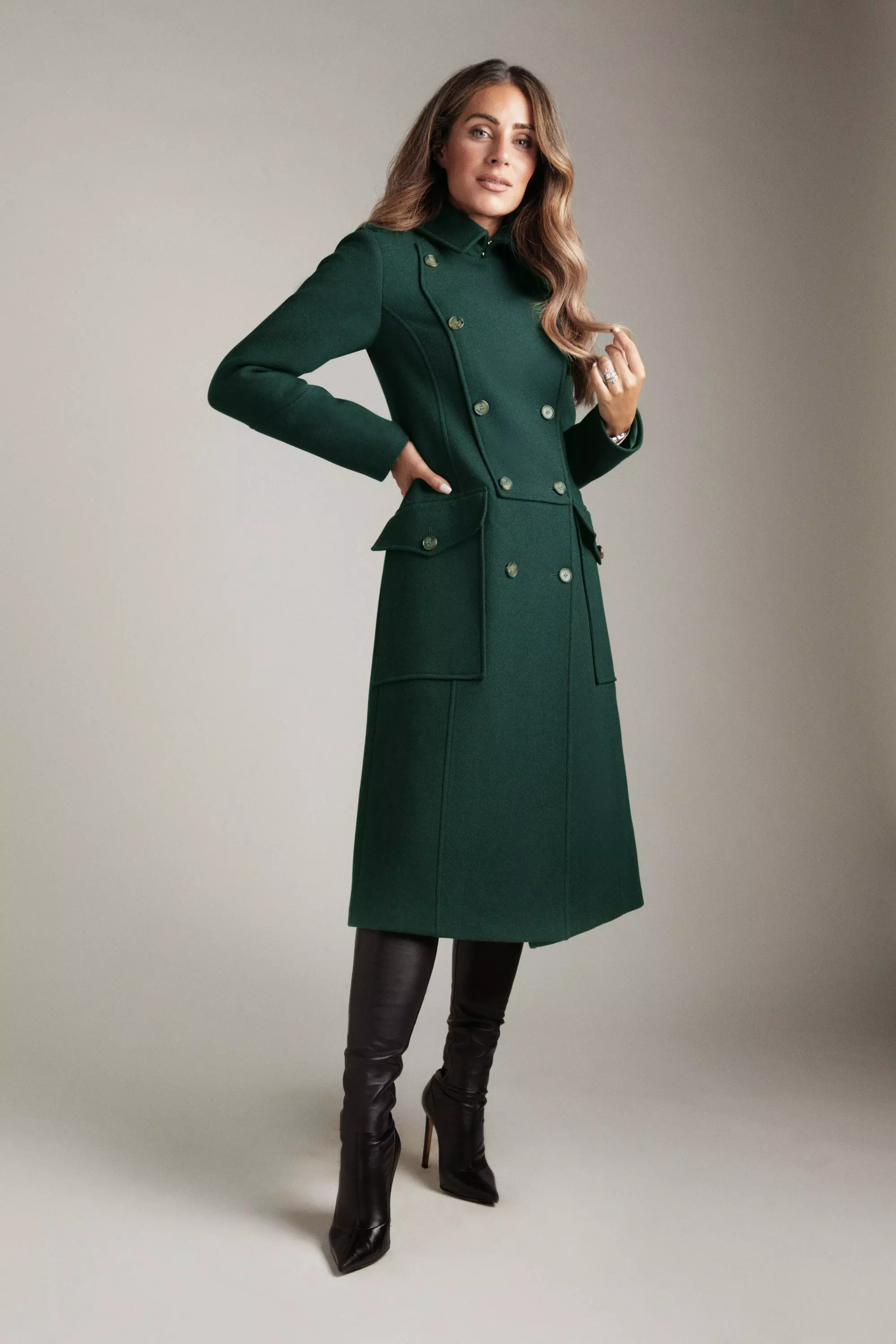 Free Shipping New Wool Blend Fitted Military Coat alm-gu.ch