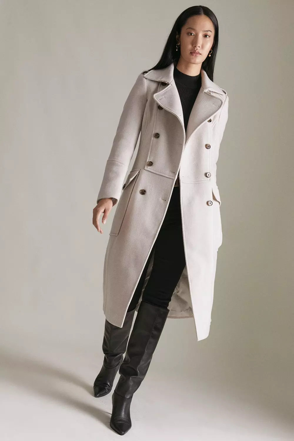 Buy Karen Millen Italian Wool Maxi Double Breasted Tailored Coat