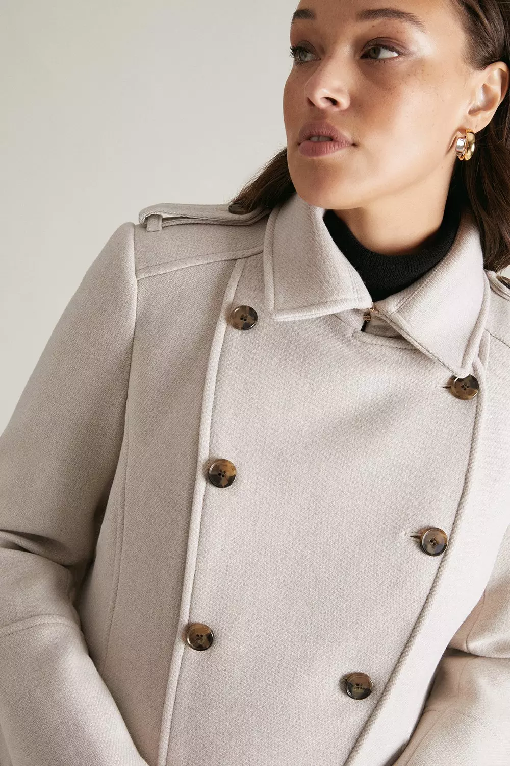 Plus Size Italian Wool Double Breasted Tailored Coat