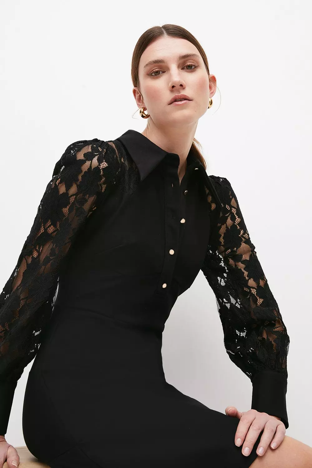 Black lace shirt store dress