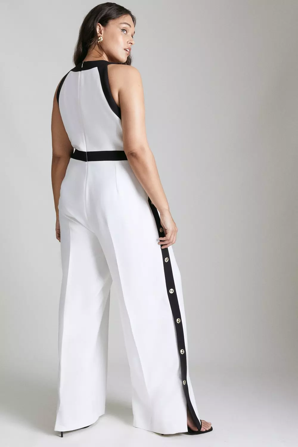 White halter jumpsuit plus clearance size