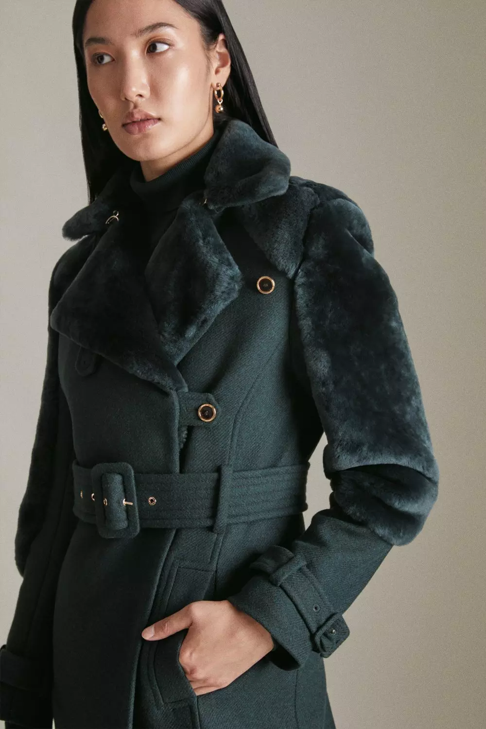 Karen millen wool hot sale aviator jacket