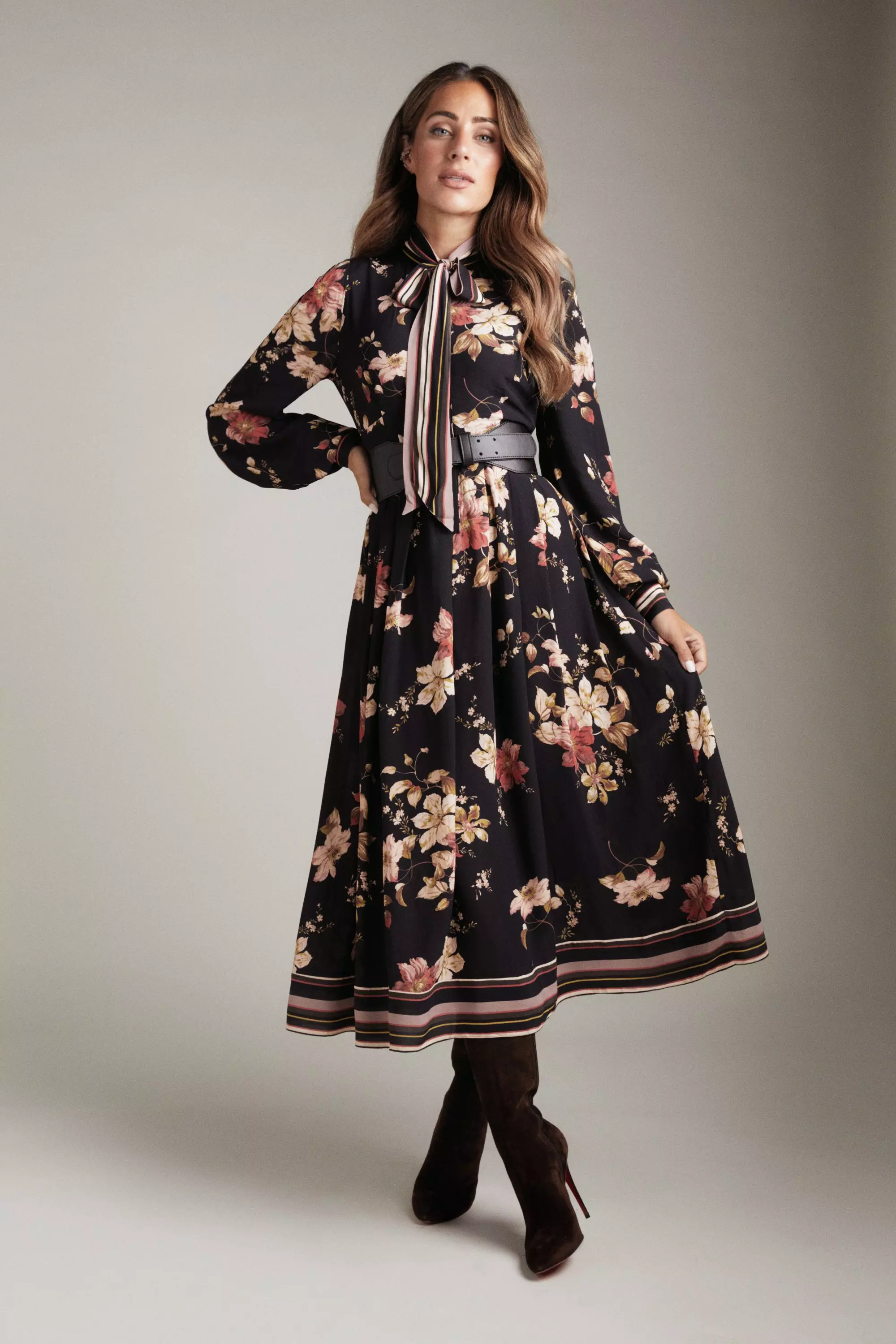 Lydia Millen Floral Woven Crepe Maxi Dress | Karen Millen