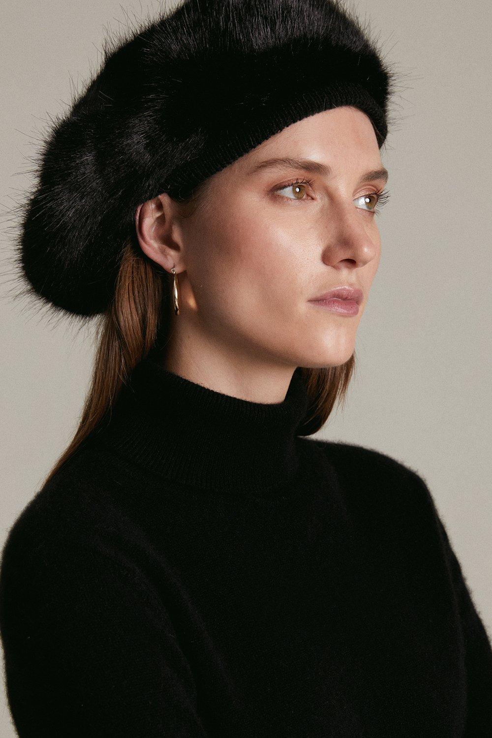 Fur beret shop hat