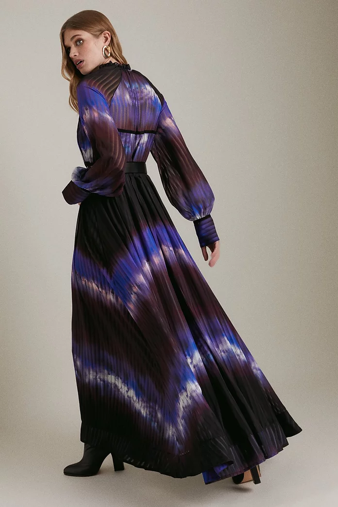 Tie Dye Woven Tape Detail Drama Maxi Dress | Karen Millen