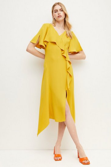 Soft Tailored Ruffle Detail Midi Dress ...