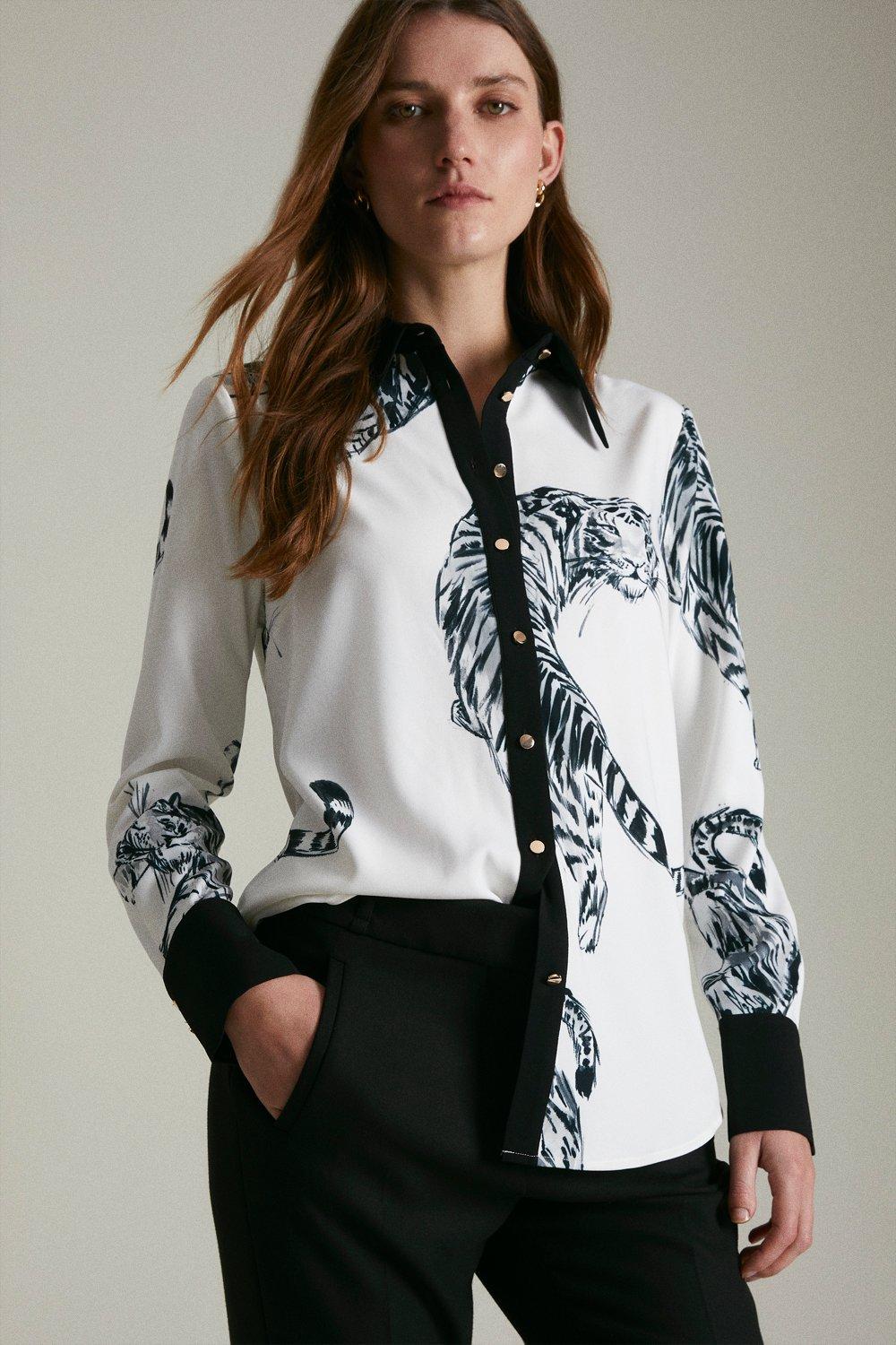 karen millen black and white top