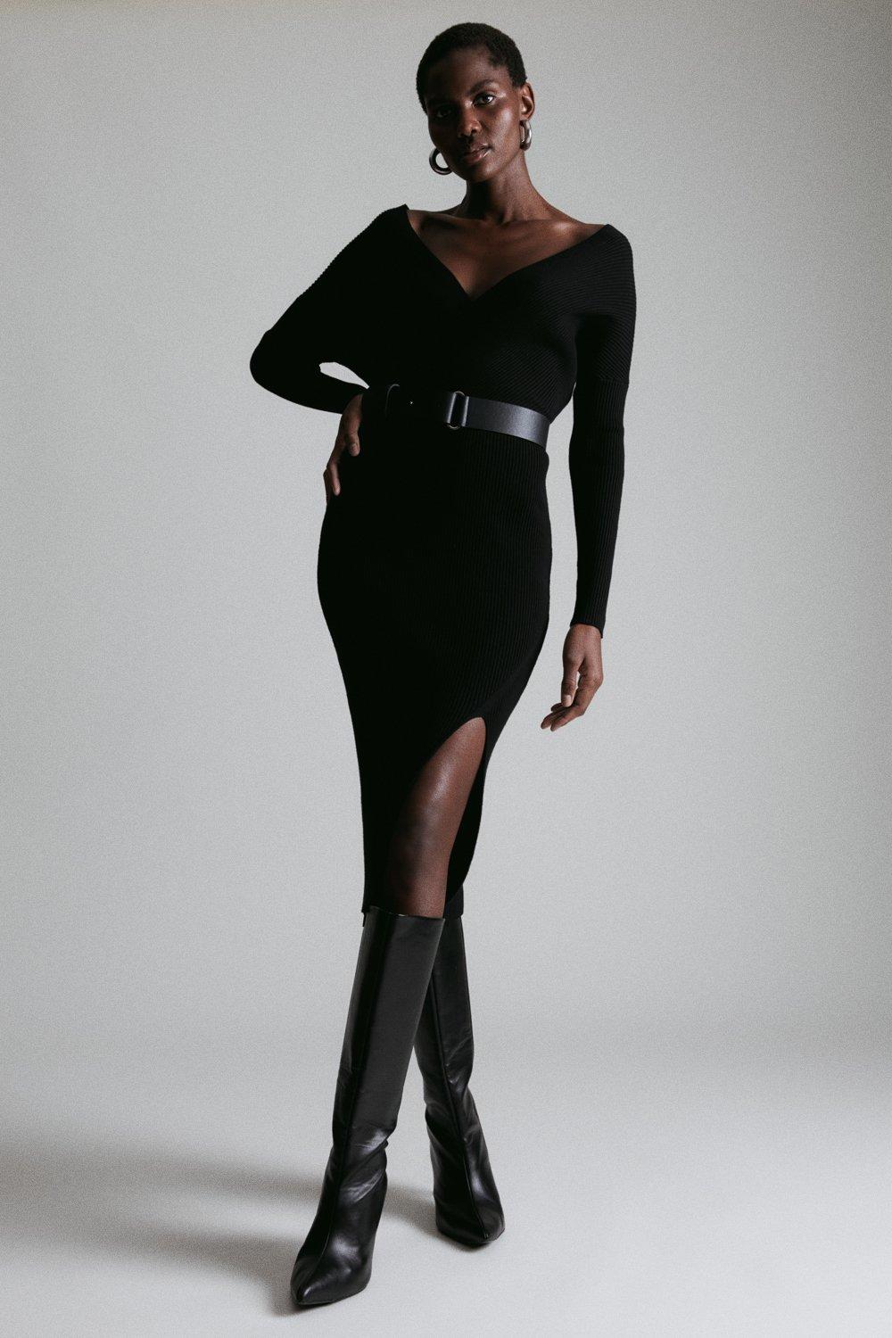 Belted Wrap Front Dress | Karen Millen
