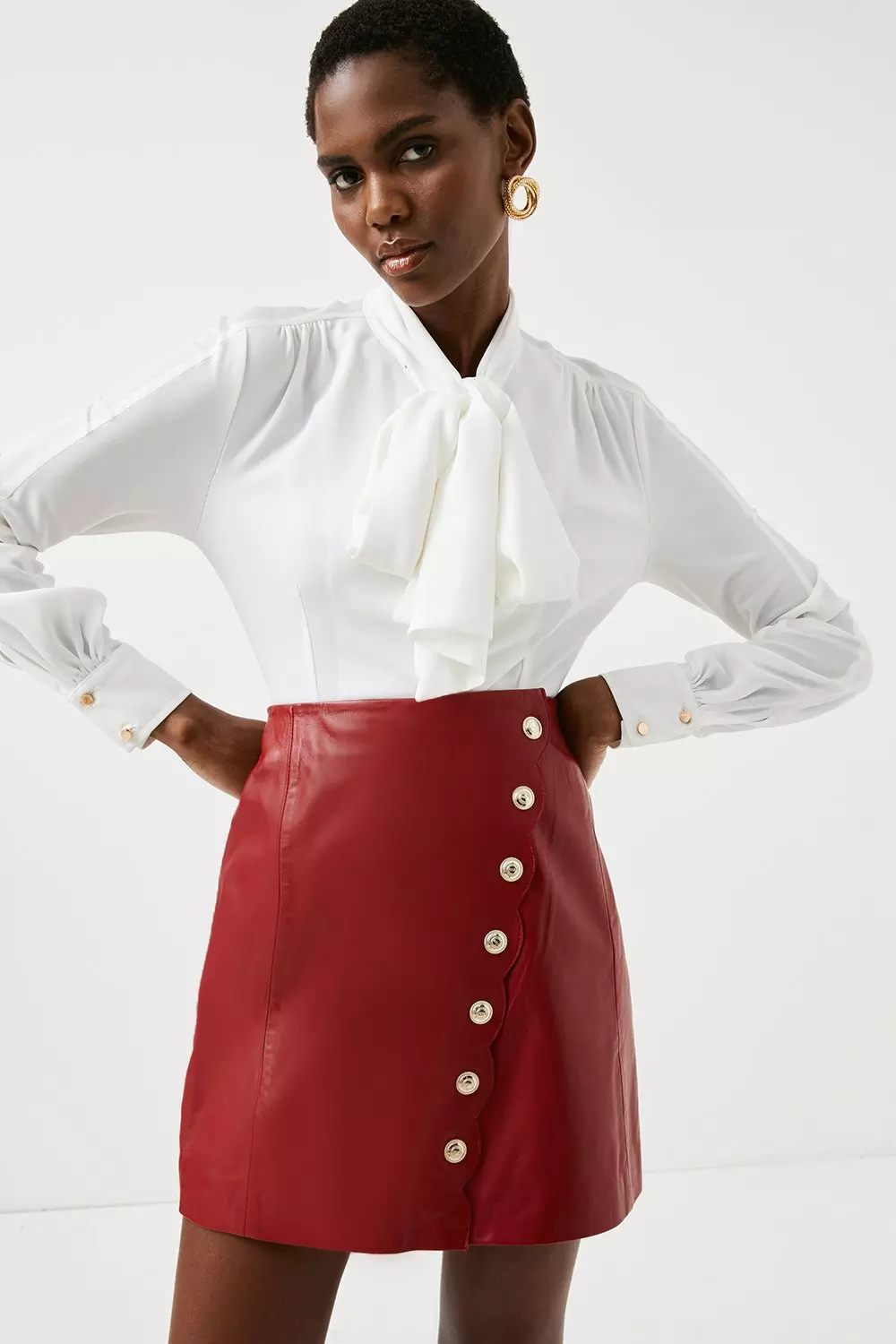 A line deals leather skirt