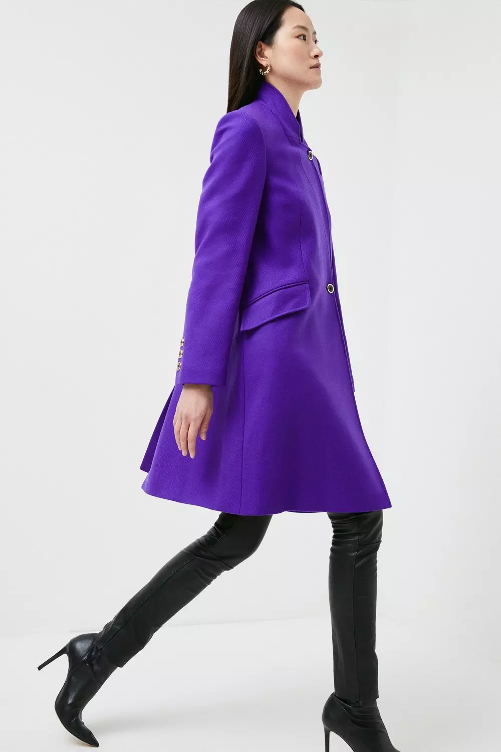 Italian Virgin Wool Single Breasted Coat | Karen Millen
