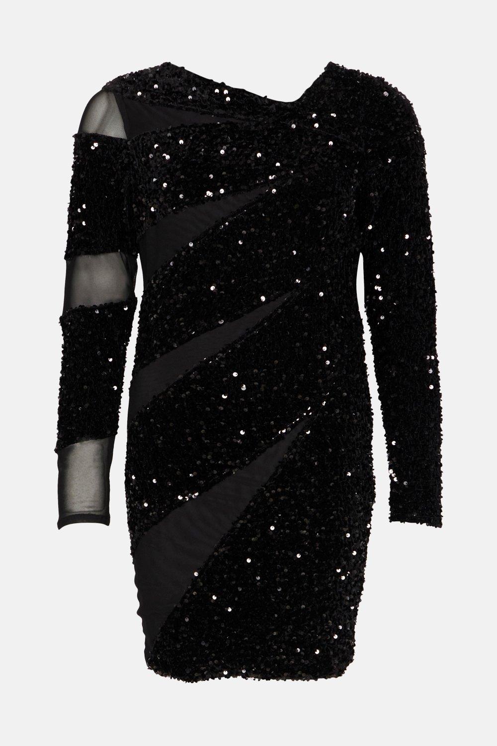 karen millen black sequin dress