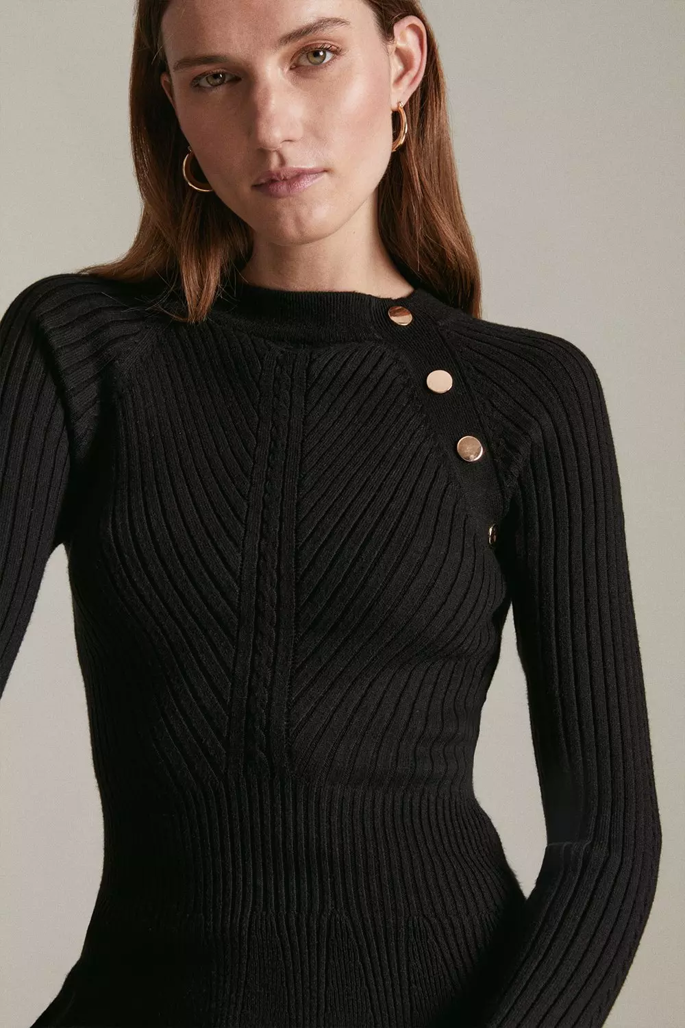 jacquard weave placement peplum knit setその他 - SHOPDROP