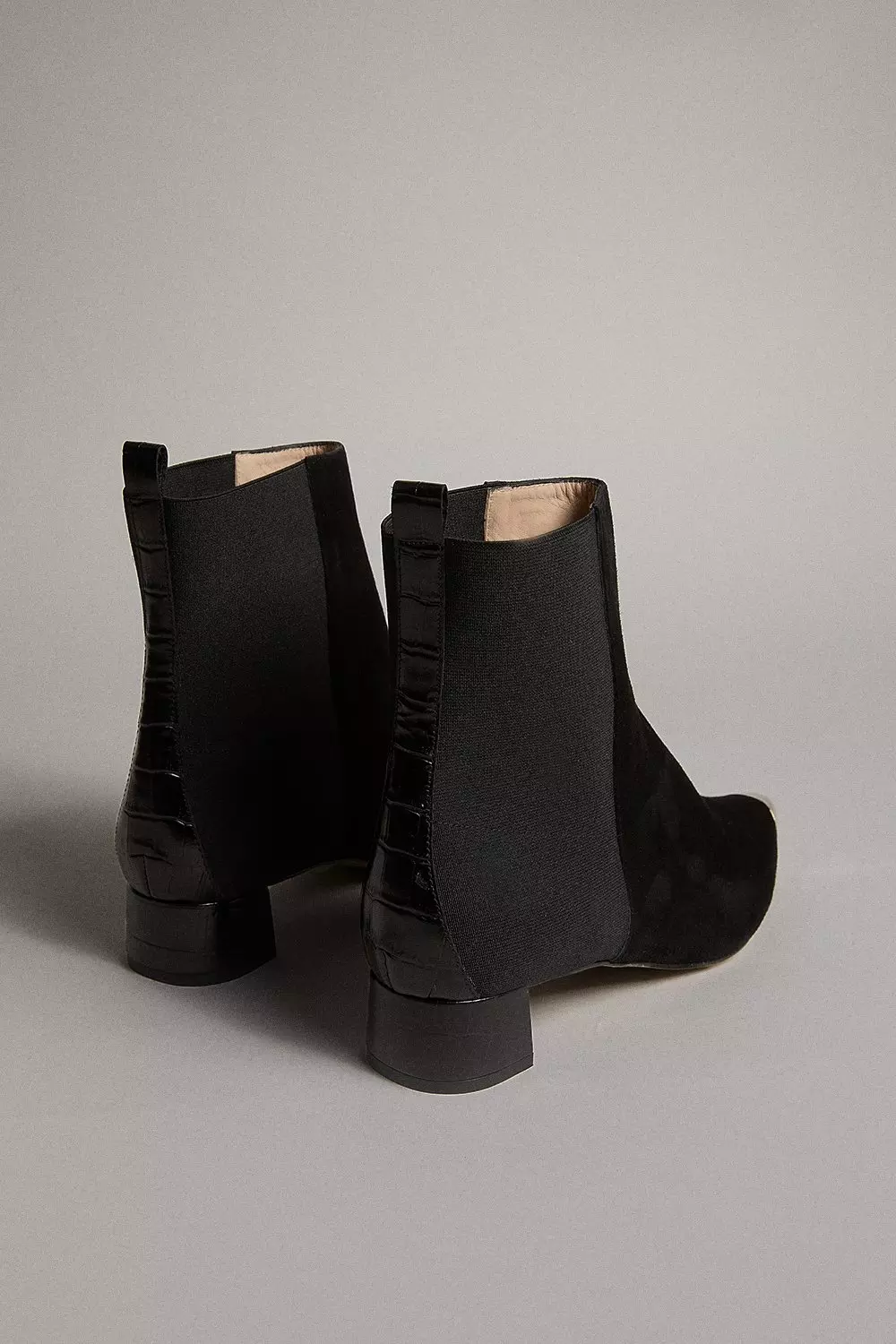 Black croc ankle online boots flat