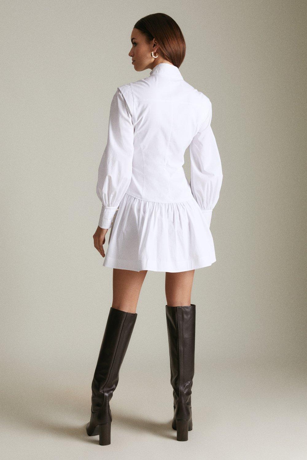 white high low shirt dress