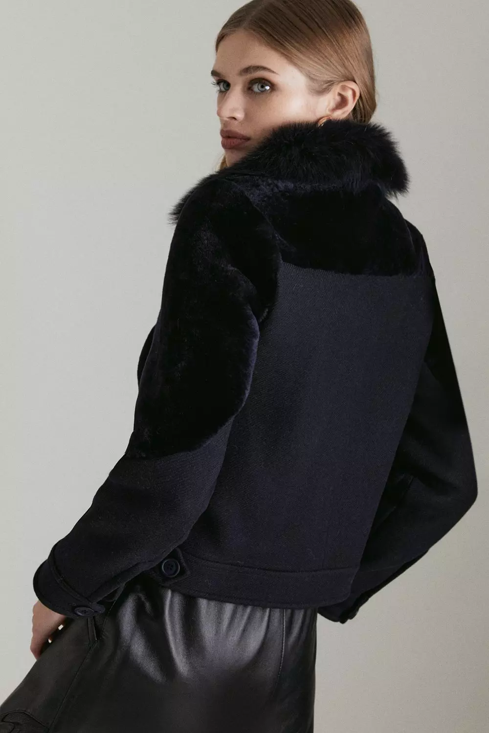 Italian Virgin Wool Shearling Bomber Jacket