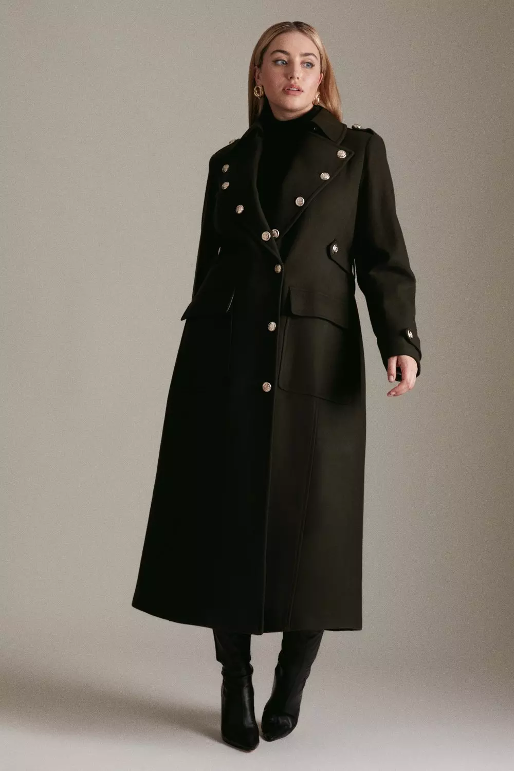 Buck Mason Women's Italian Virgin Wool Topcoat in Black, Size XL