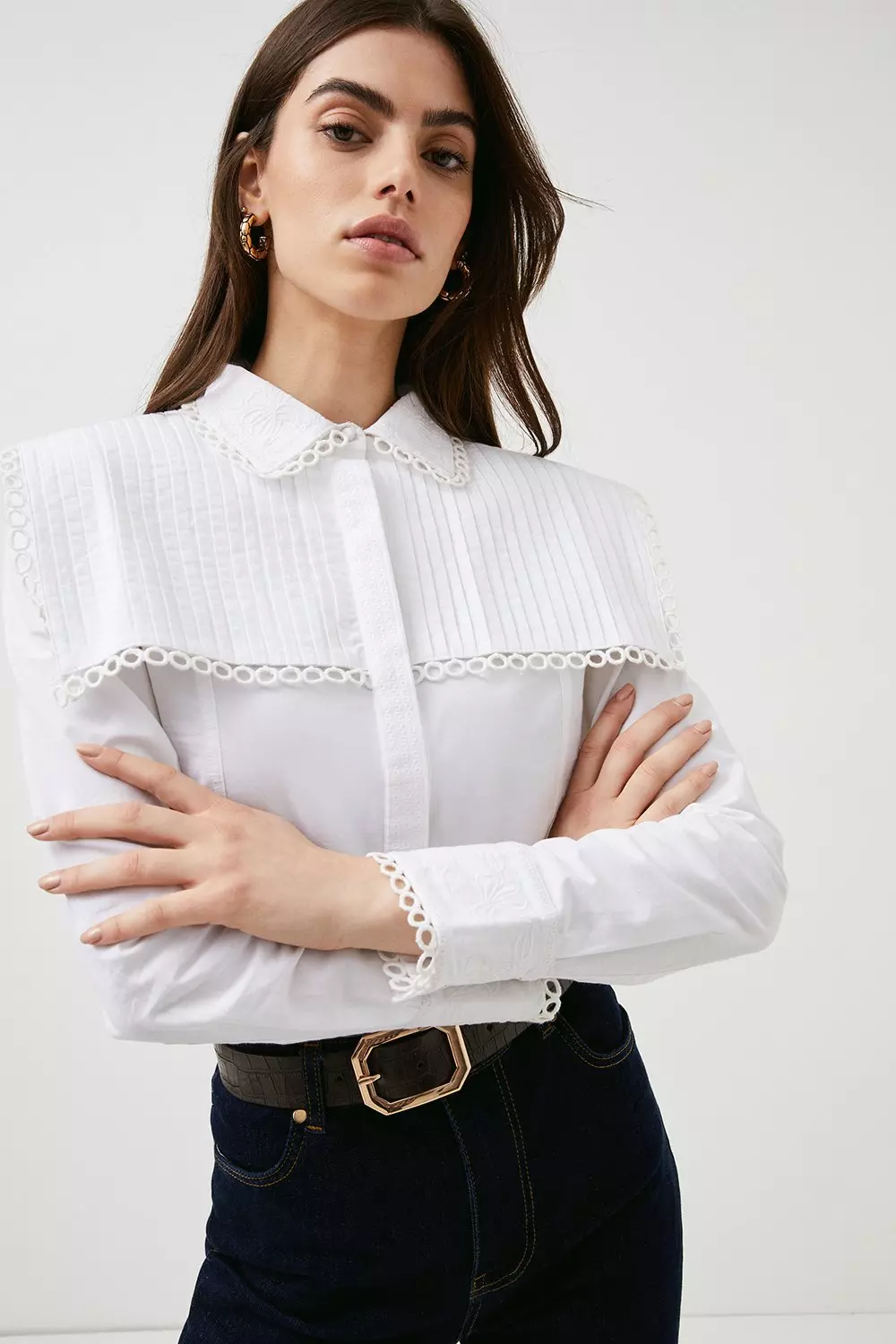 Trimmed Yoke Detail Woven Shirt | Karen Millen