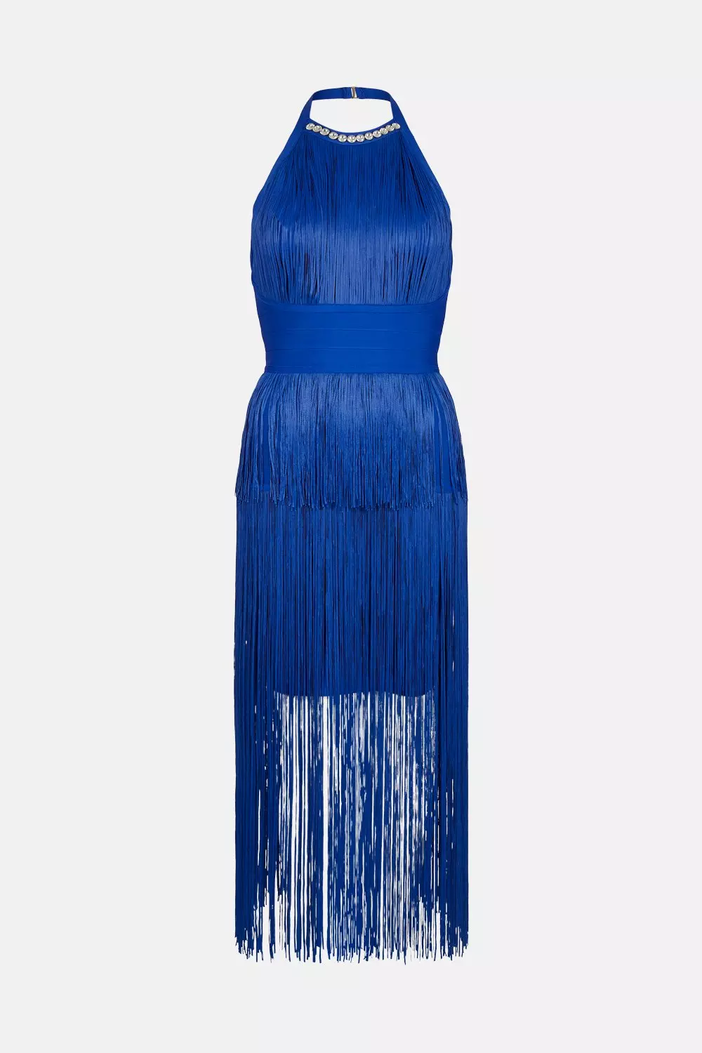 Bandage Knit Fringed Dress In Recycled Yarn