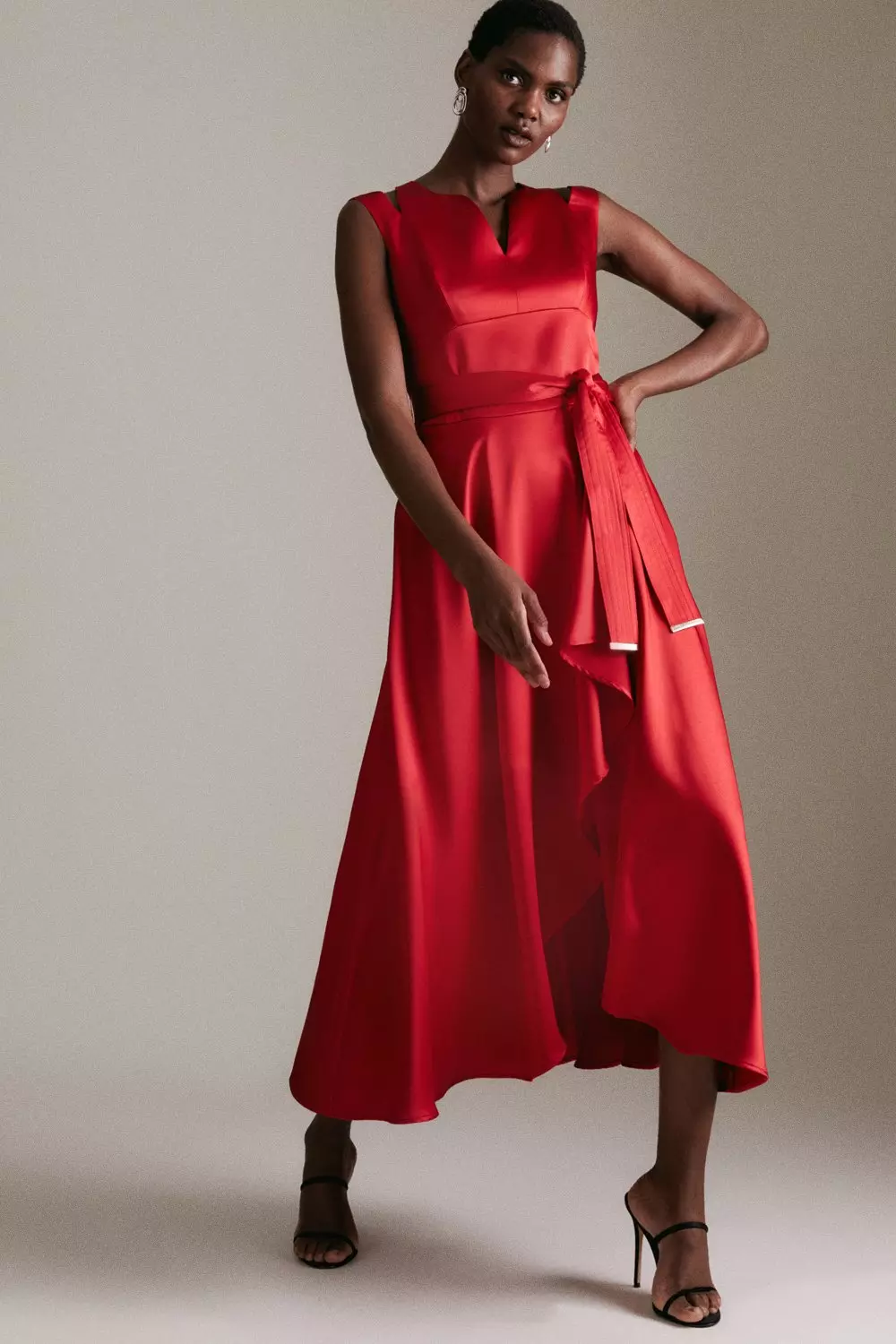 Karen millen store red satin dress