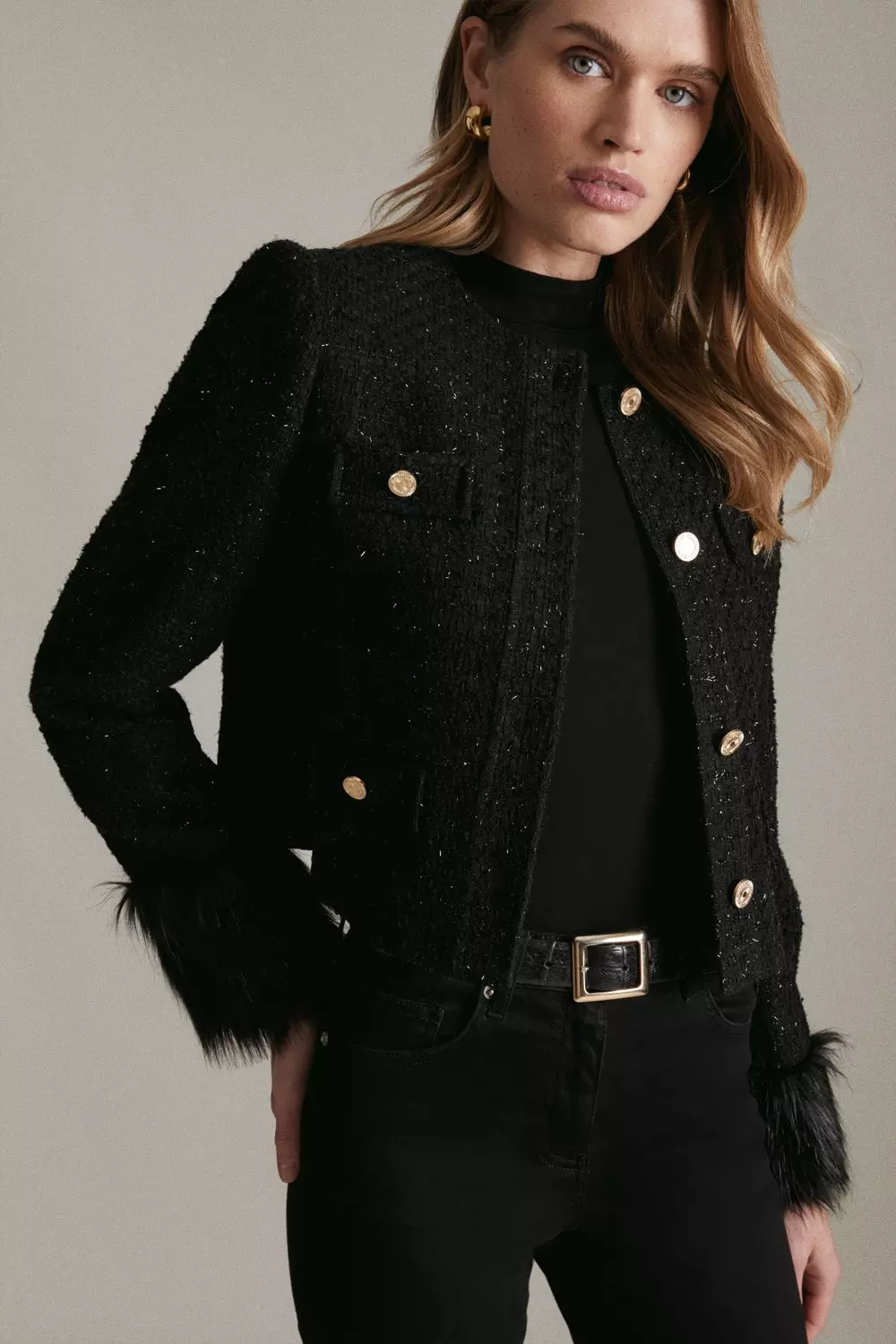 Black tweed outlet jacket