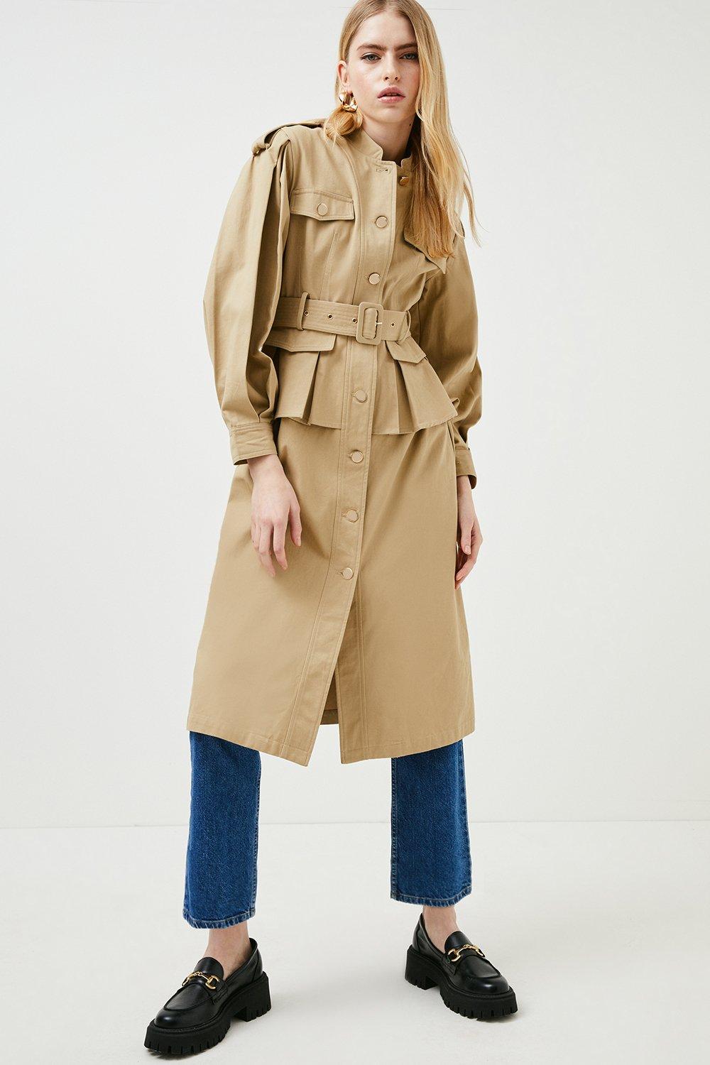 Utility Volume Sleeve Trench Coat | Karen Millen