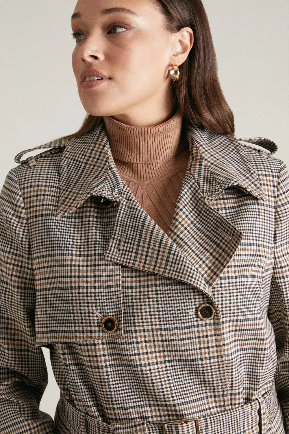 Lydia Millen Plus Size Heritage Check Trench Coat Karen Millen