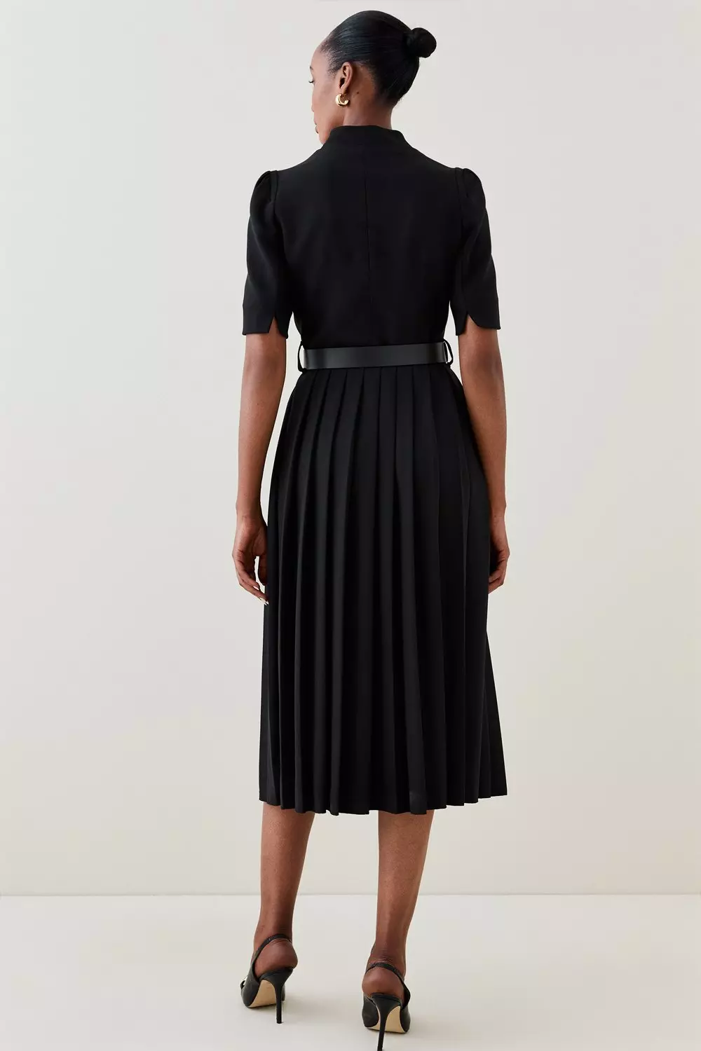 Structured Crepe Forever Pleated Midi Dress | Karen Millen