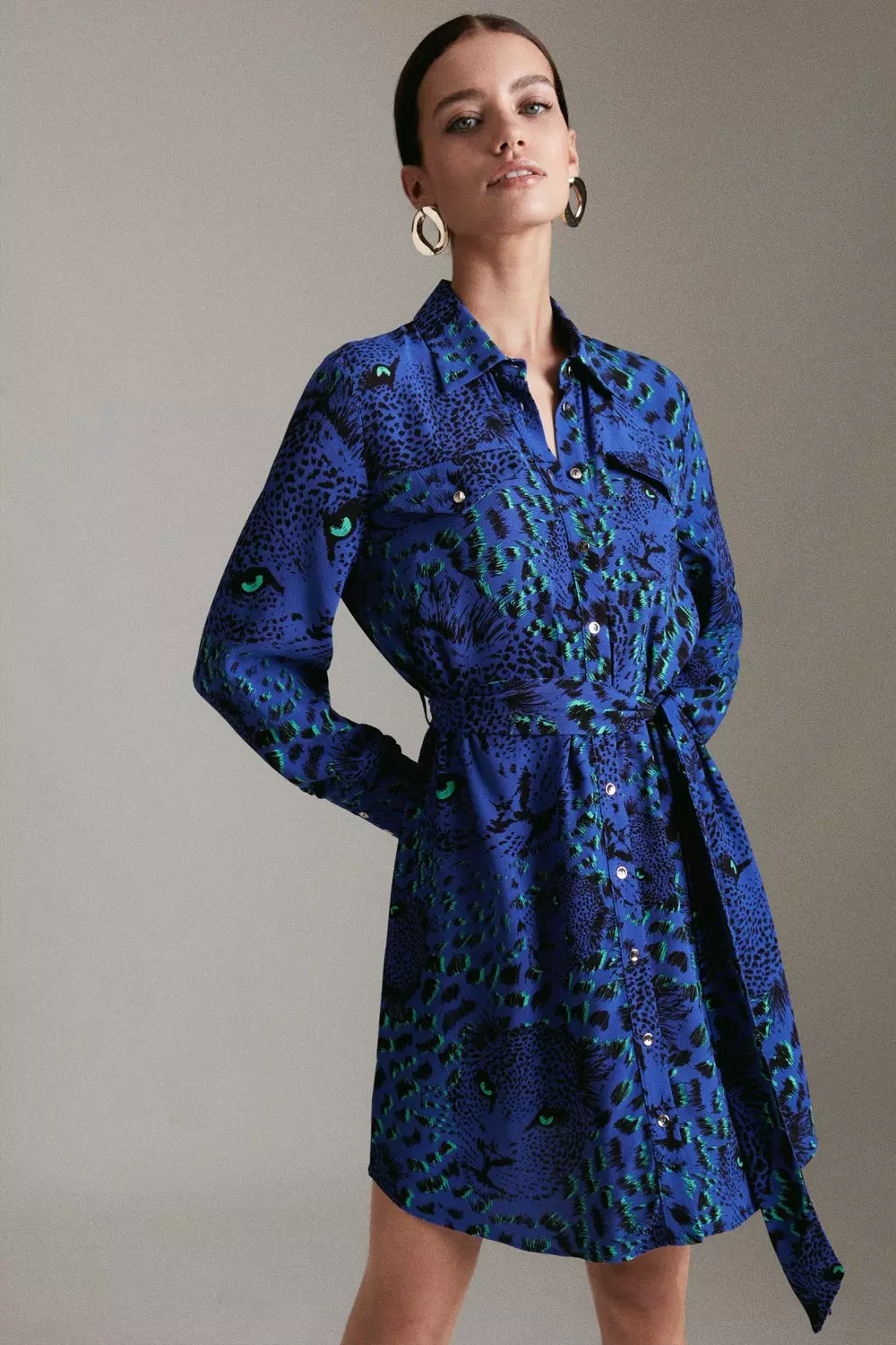 Karen millen blue leopard print clearance dress