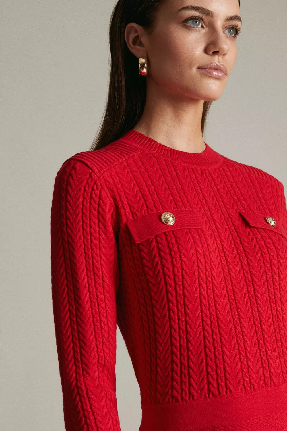 Red Cable Knit Dress - Matalan