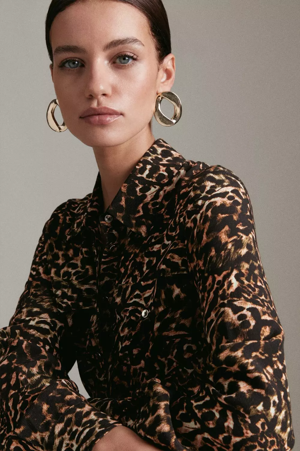 Karen millen leopard outlet print shirt dress