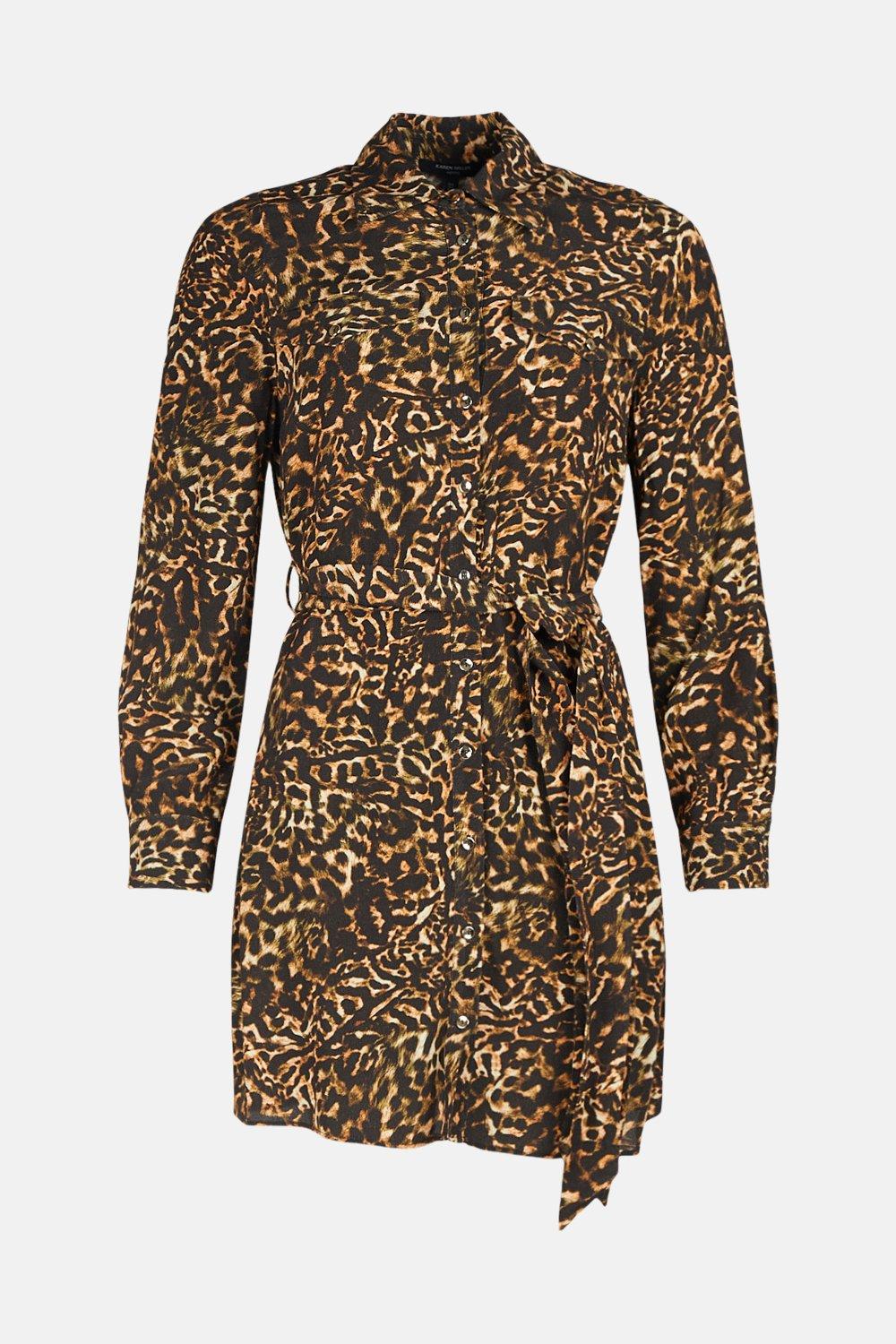 karen millen leopard print shirt dress