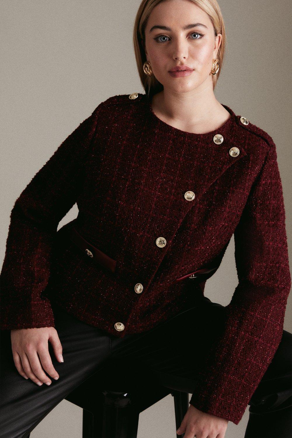 Jessica London Womens Plus Size Sparkle Tweed Jacket 