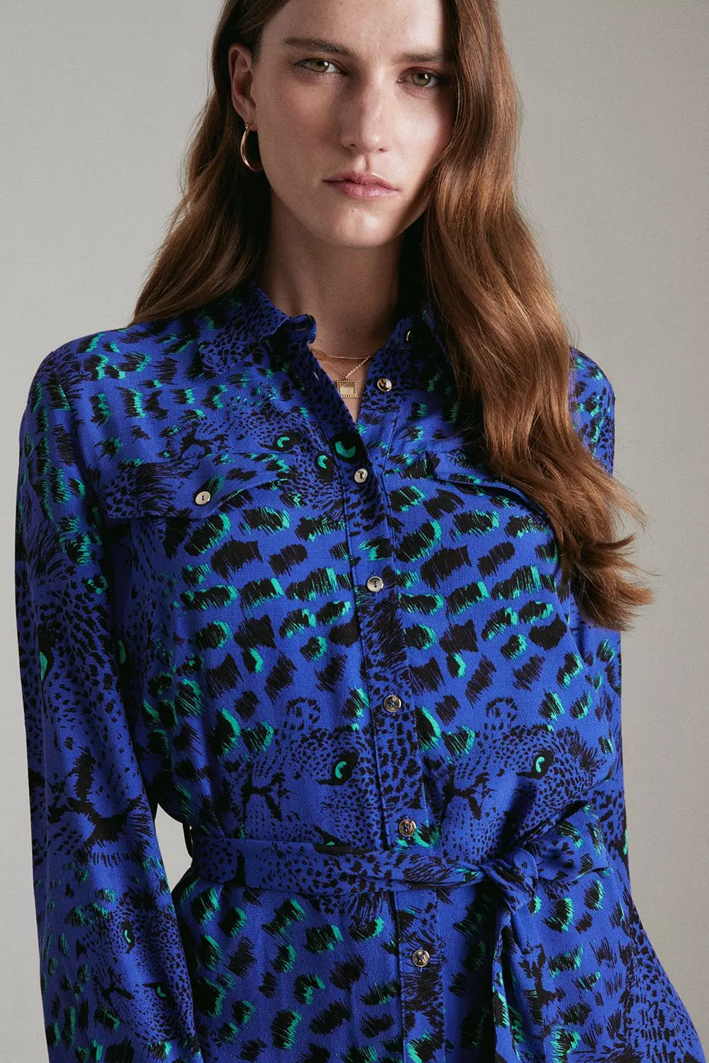 Karen millen leopard outlet print shirt dress