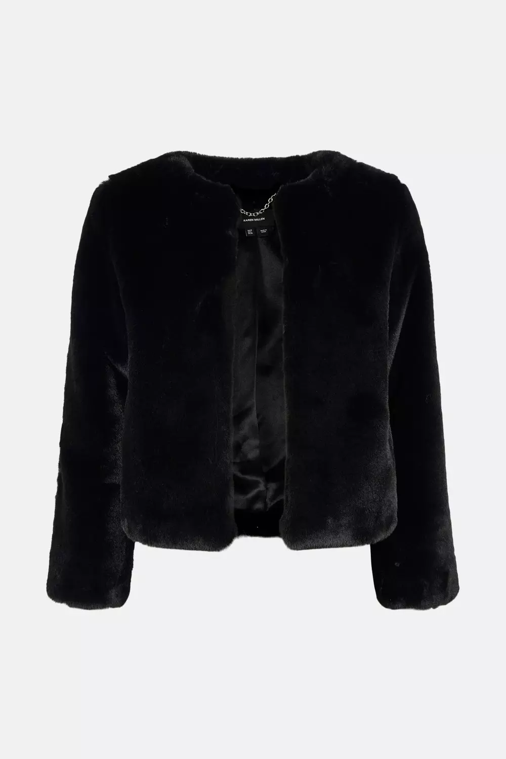 Short black faux store fur jacket