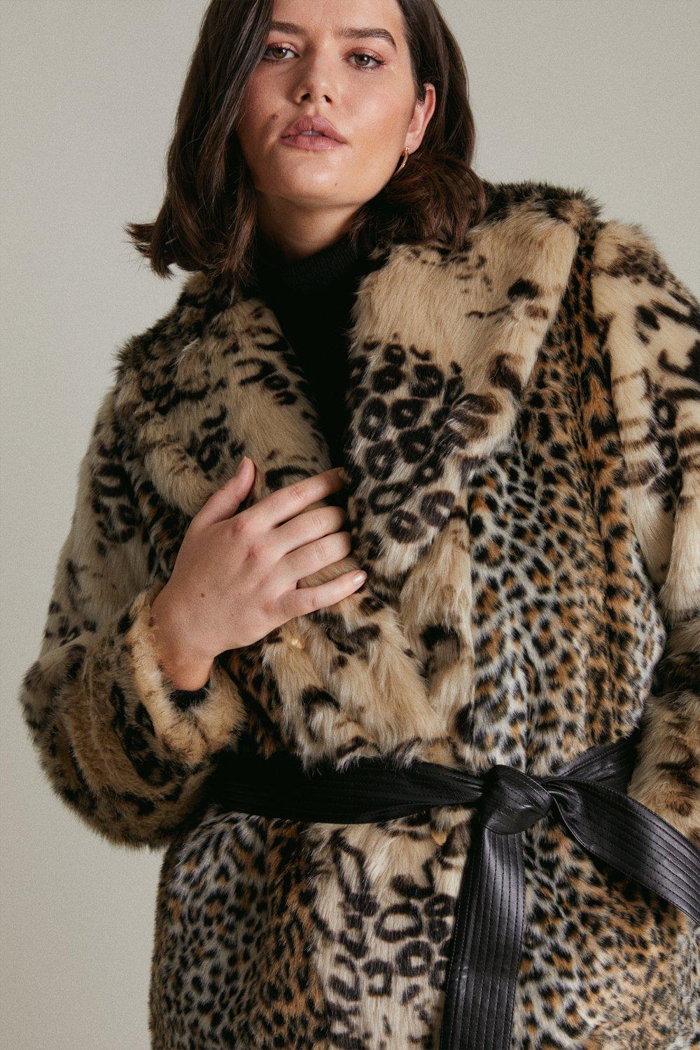 plus size leopard faux fur coats & jackets