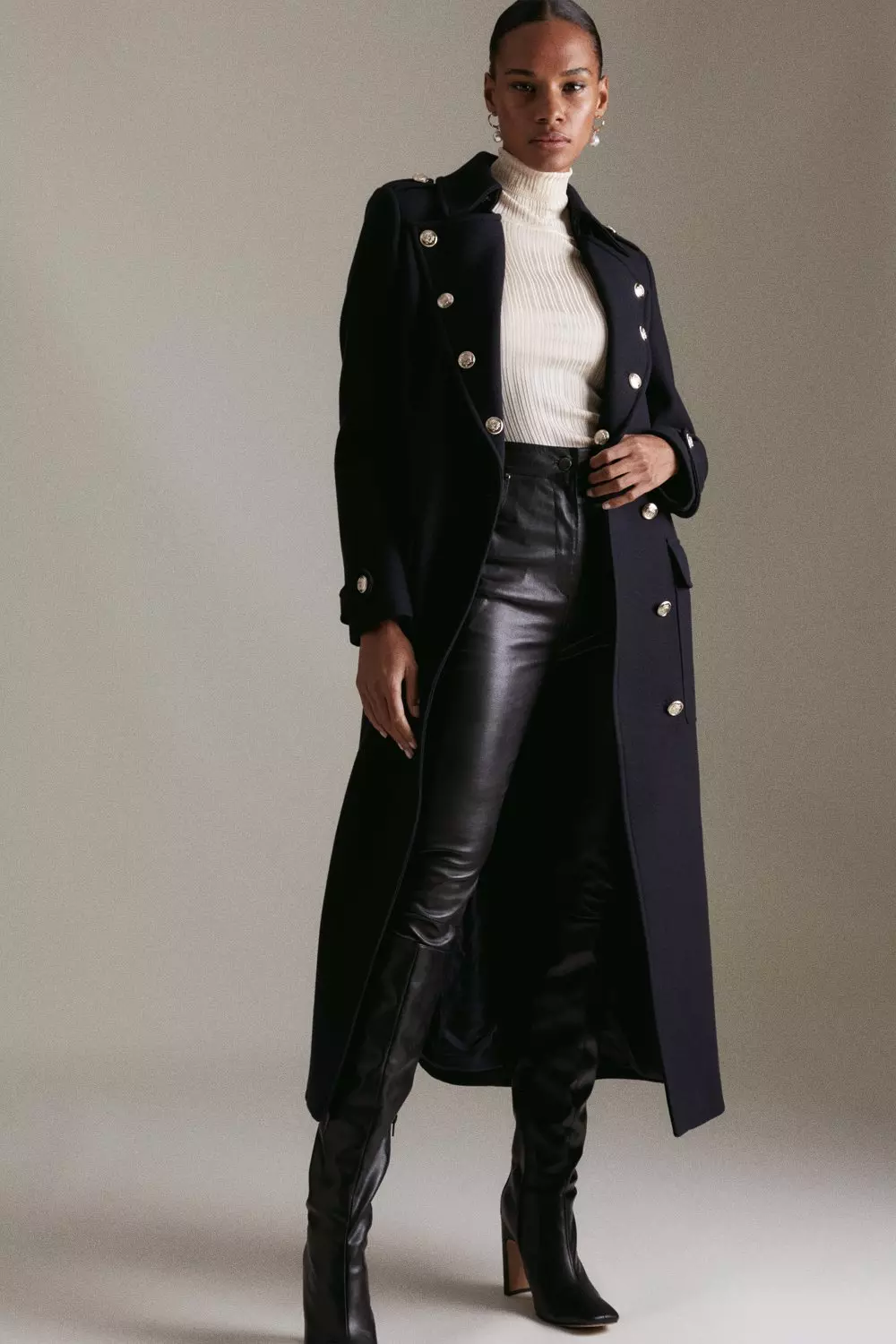 Karen millen navy outlet military coat