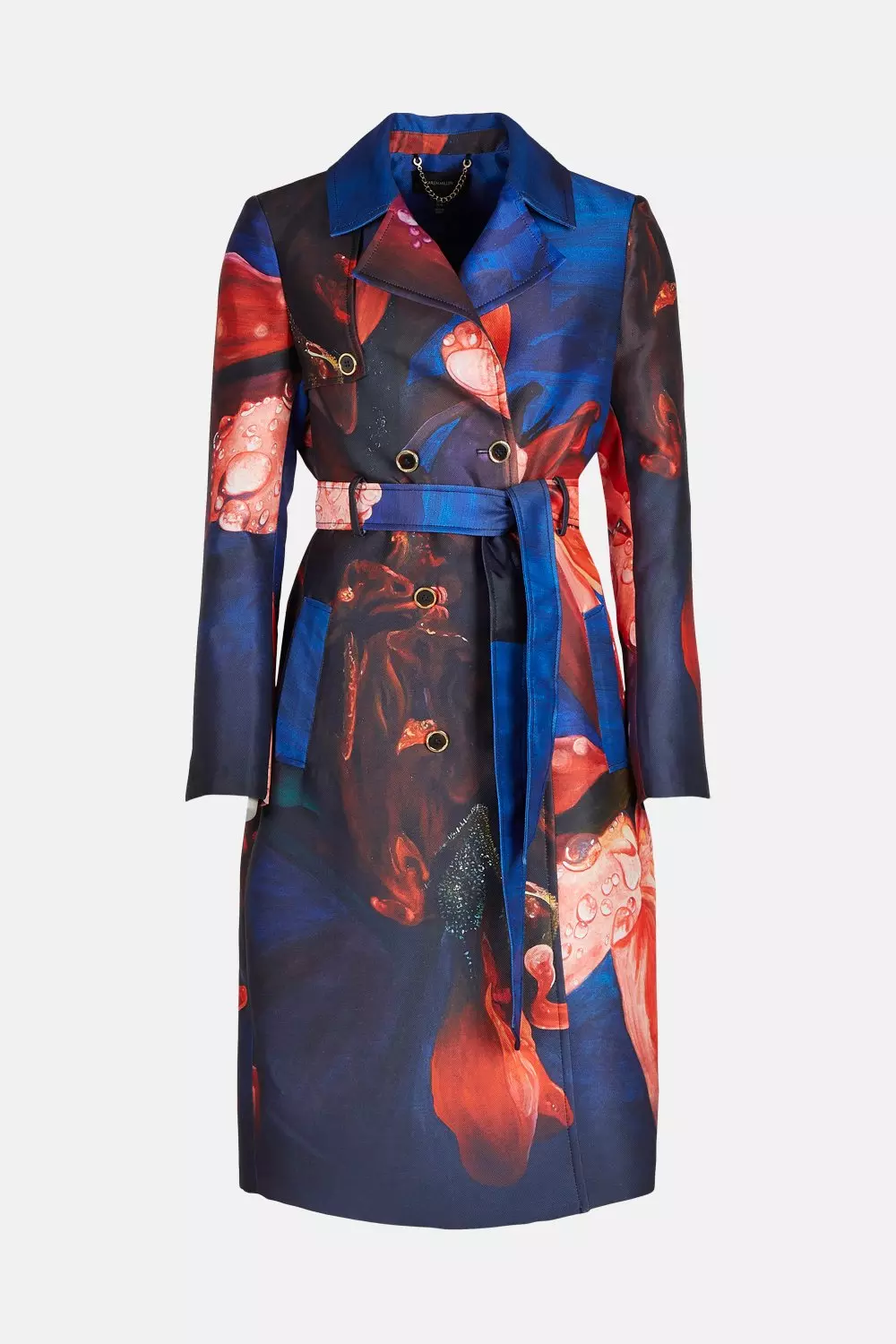 Shadow Droplet Printed Trench Coat | Karen Millen