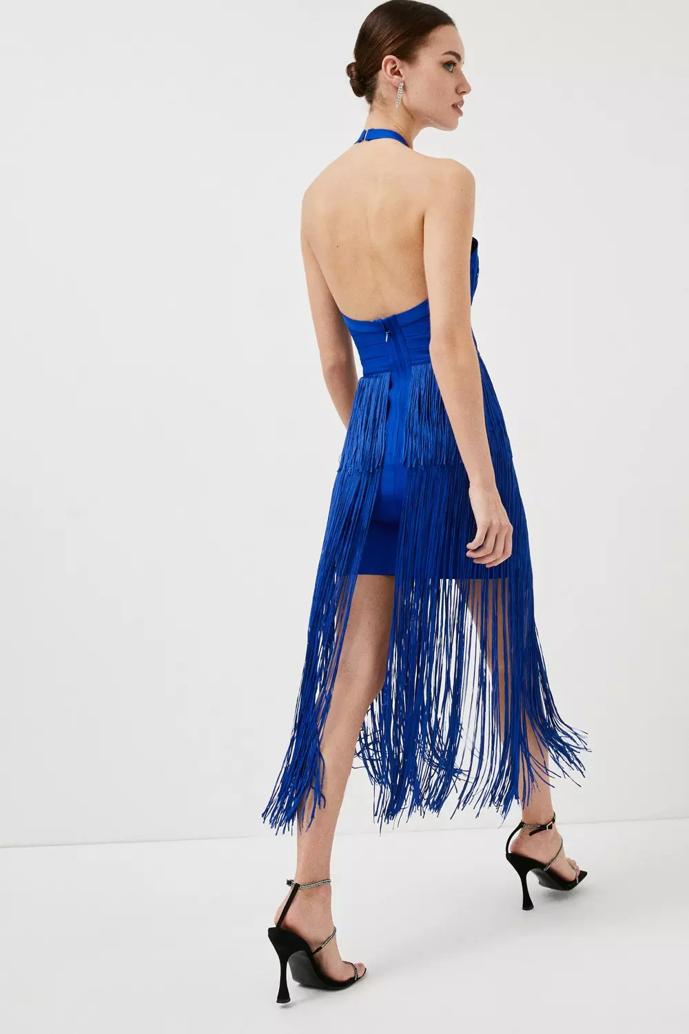 Petite Bandage Knit Fringed Dress Karen Millen