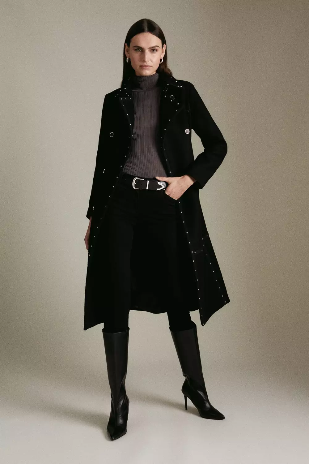 Italian Wool Mix Wrap Belted Short Coat