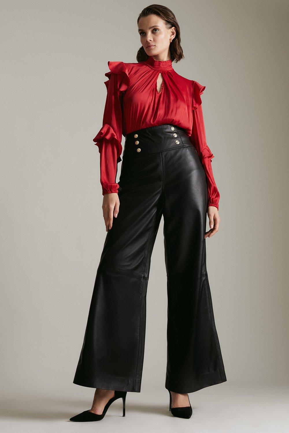 Leather Trousers | High Waisted Leather Trousers | Karen Millen