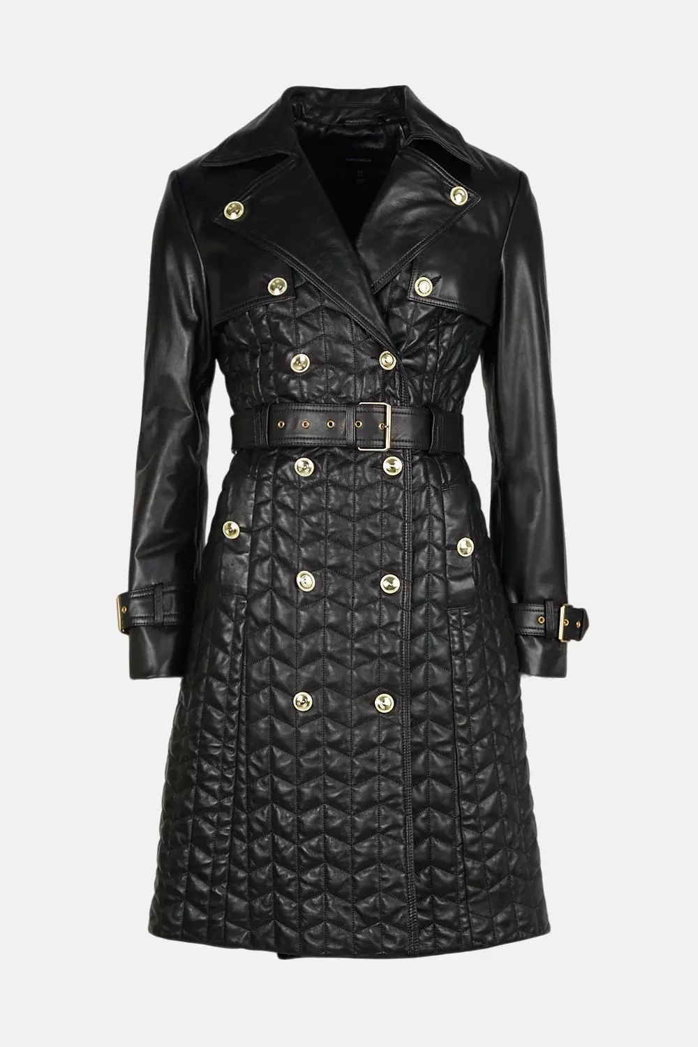 Quilted leather hot sale trench coat