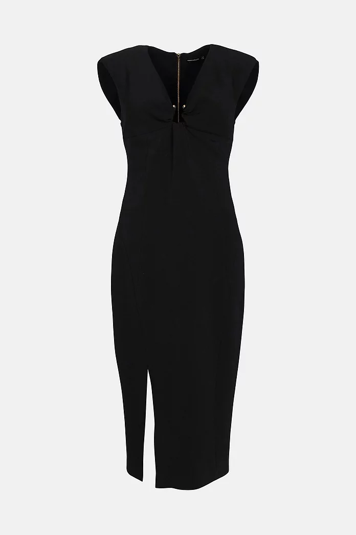 Compact Stretch Viscose Ring Detail Dress