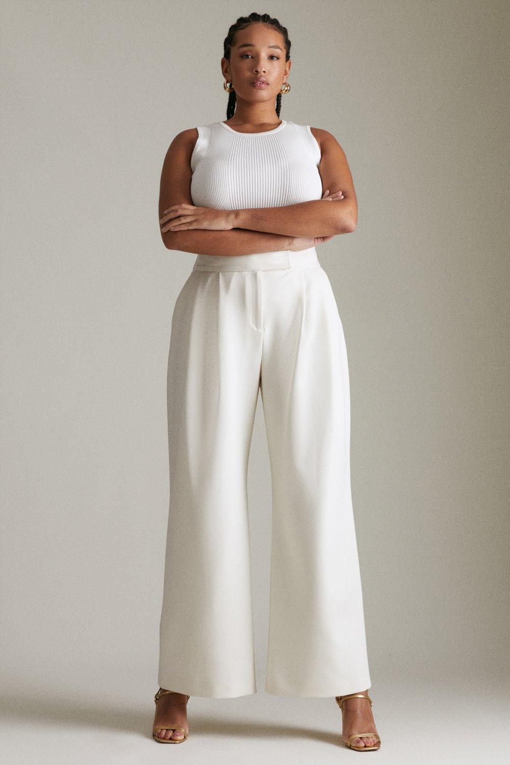 Plus size best sale white dress slacks