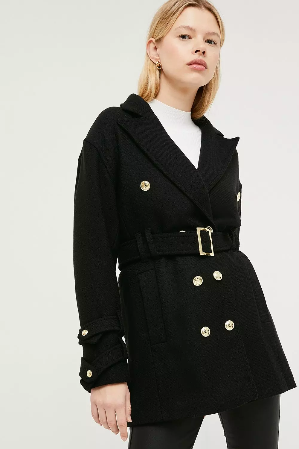 Wool hot sale belted jacket